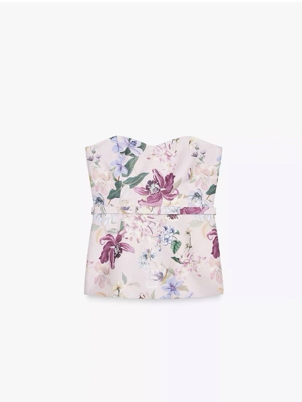 ZARA FLORAL PRINT CORSET CROP TOP STRAPLESS BUSTIER - Picture 7 of 13
